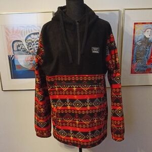 Black and Red Patterned Men's Lightweight Fleece.